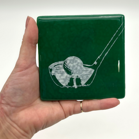 Golf Fused Glass 4" Single Coaster