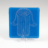 Hamsa Fused Glass 4" Single Coaster