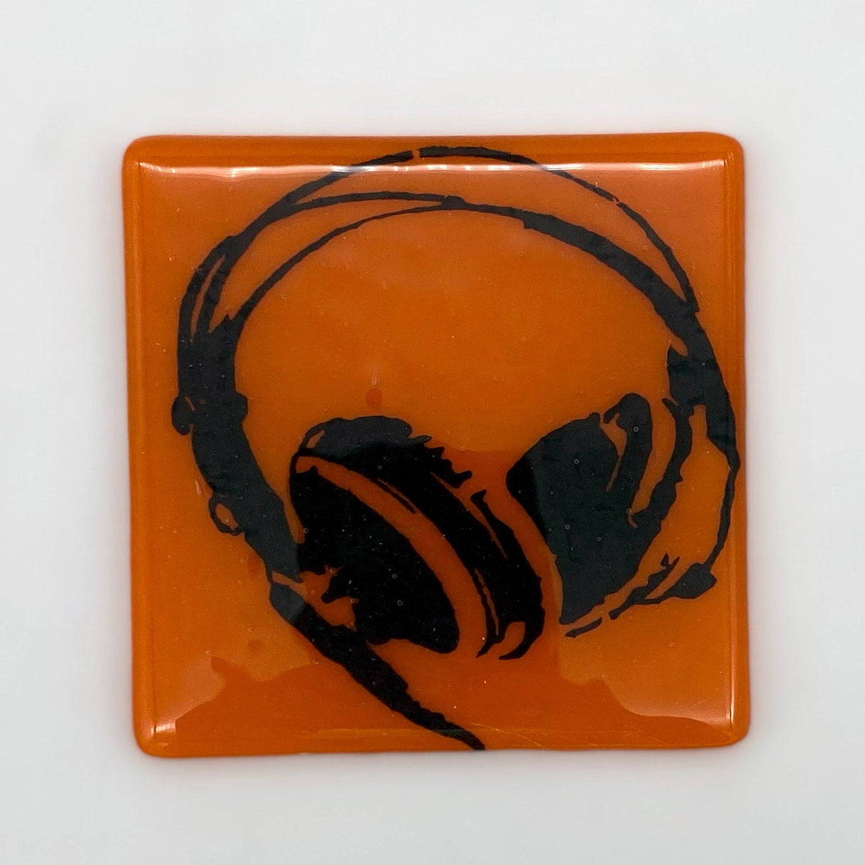Headphones Fused Glass 4" Single Coaster