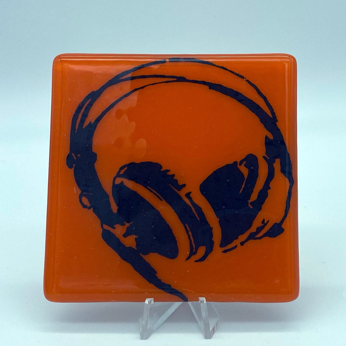 Headphones Fused Glass 4" Single Coaster