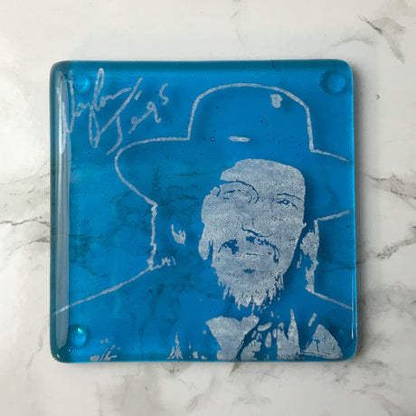 Waylon Jennings Fused Glass 4" Single Coaster