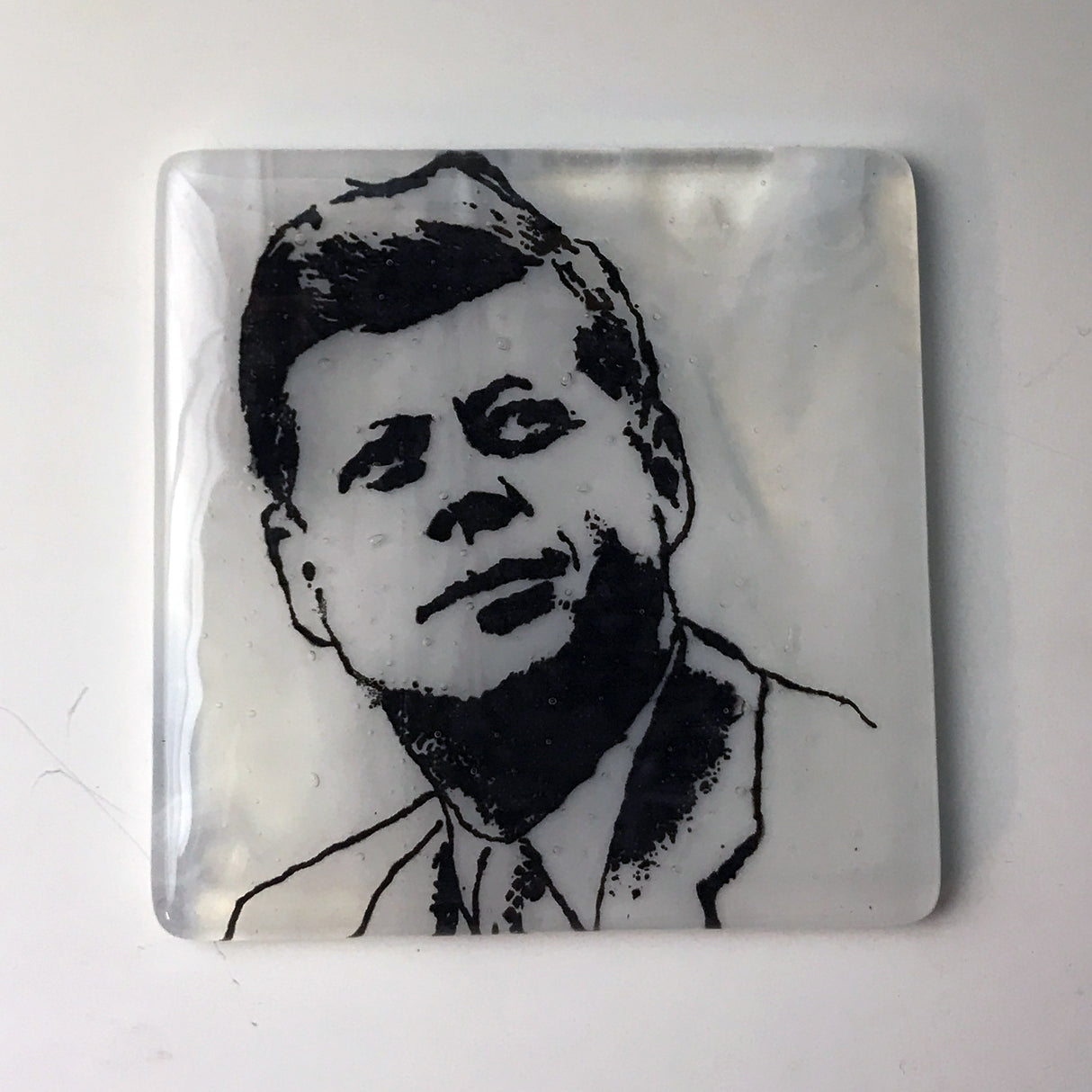 John F. Kennedy Fused Glass 4" Single Coaster