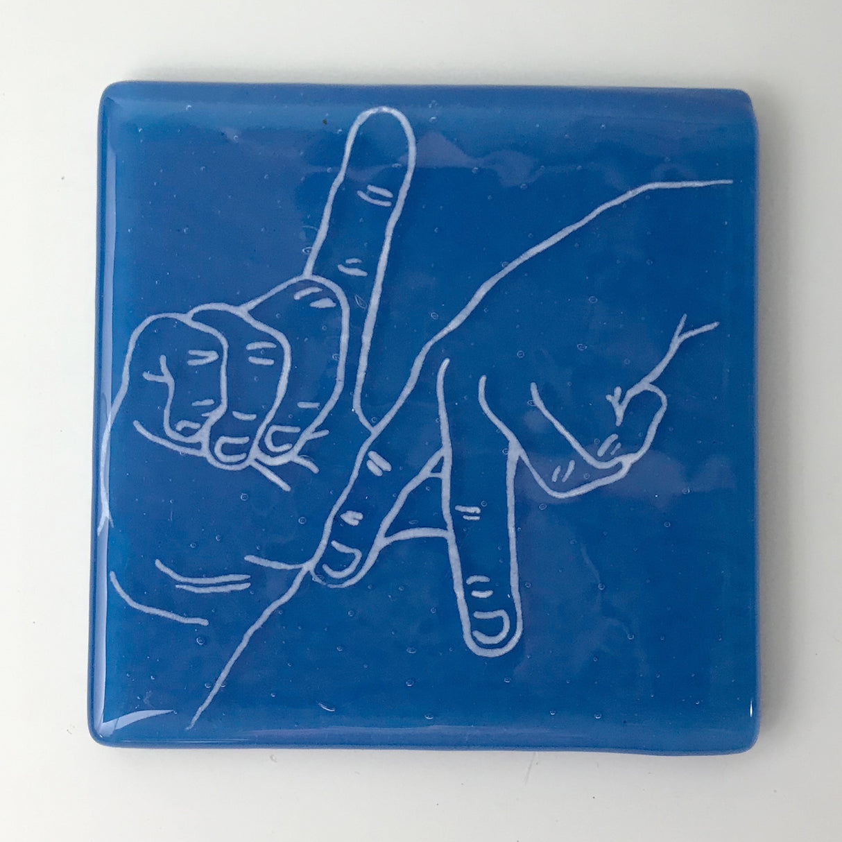 Los Angeles LA Hands Fused Glass 4" Single Coaster