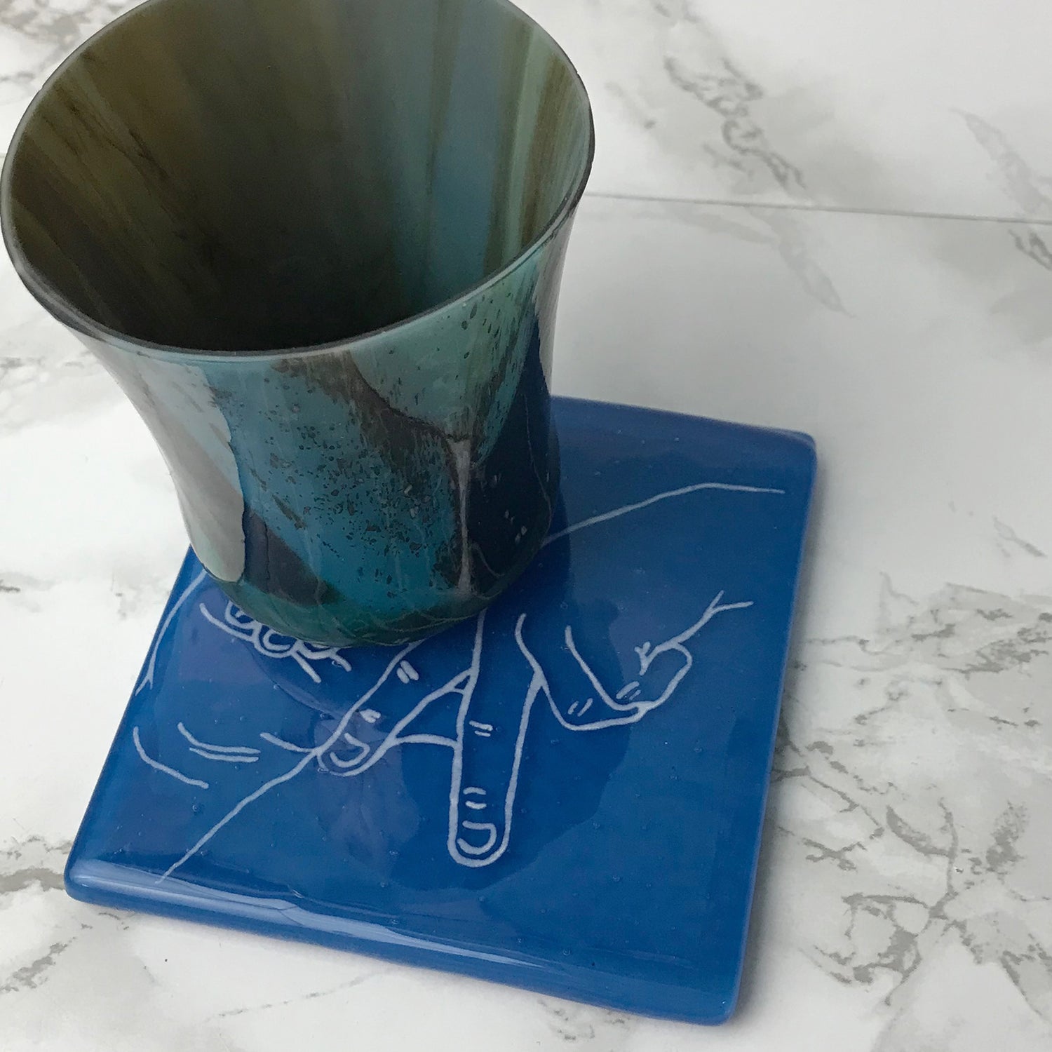 Los Angeles LA Hands Fused Glass 4" Single Coaster - made to order