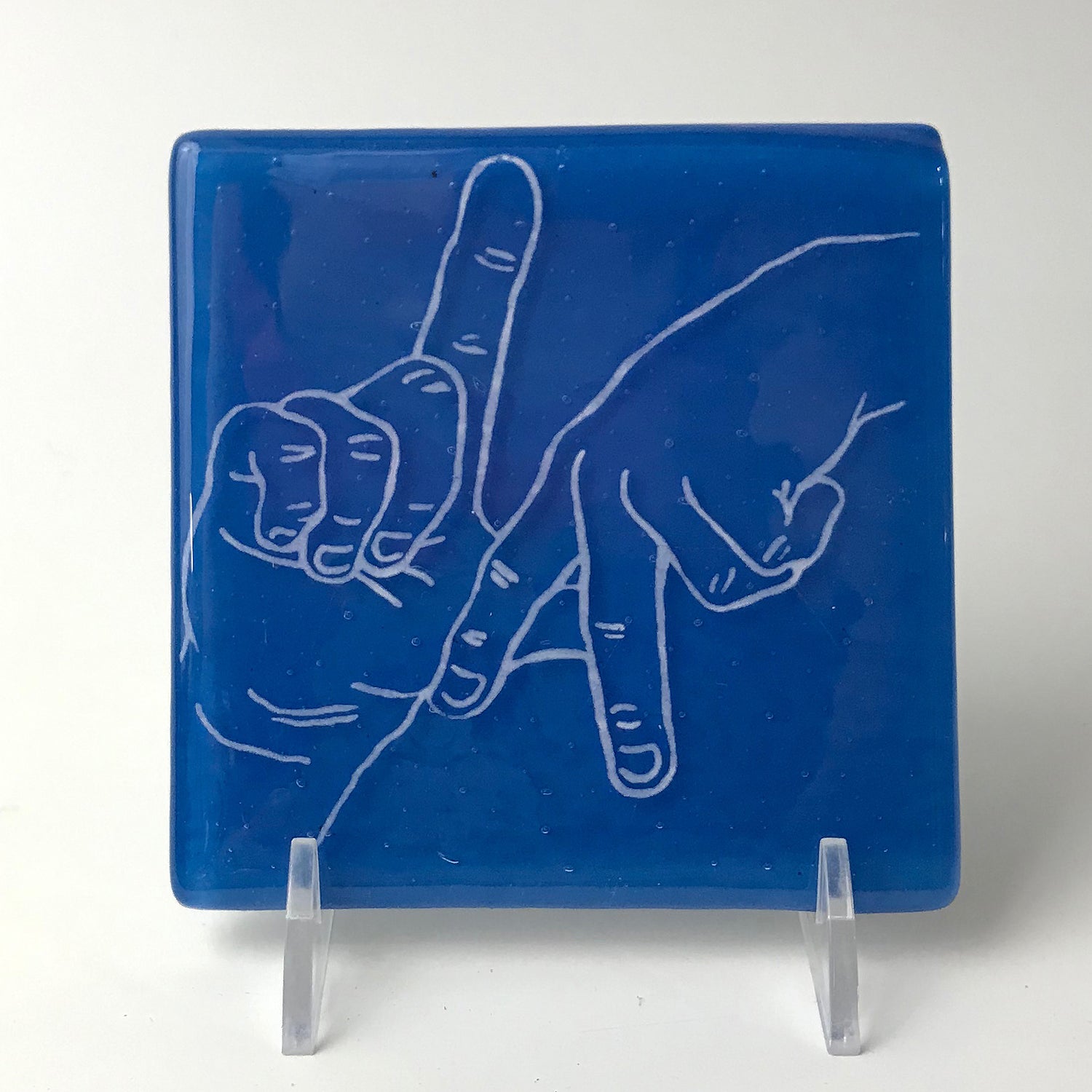 Los Angeles LA Hands Fused Glass 4" Single Coaster - made to order