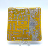 Time Spent With Cats is Never Wasted Fused Glass 4" Single Coaster