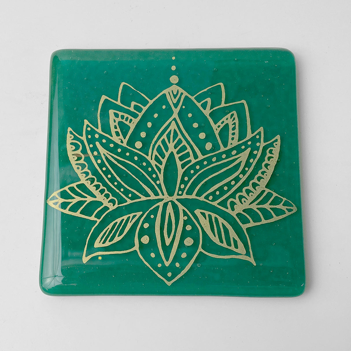 Lotus  Fused Glass 4" Single Coaster