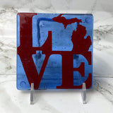 LOVE Michigan Fused Glass 4" Single Coaster