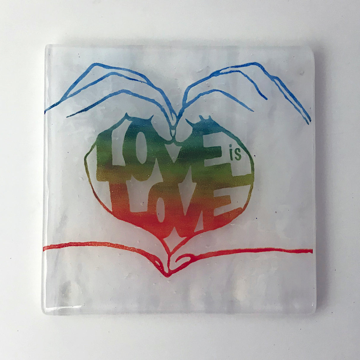 Love is Love  Fused Glass 4" Single Coaster