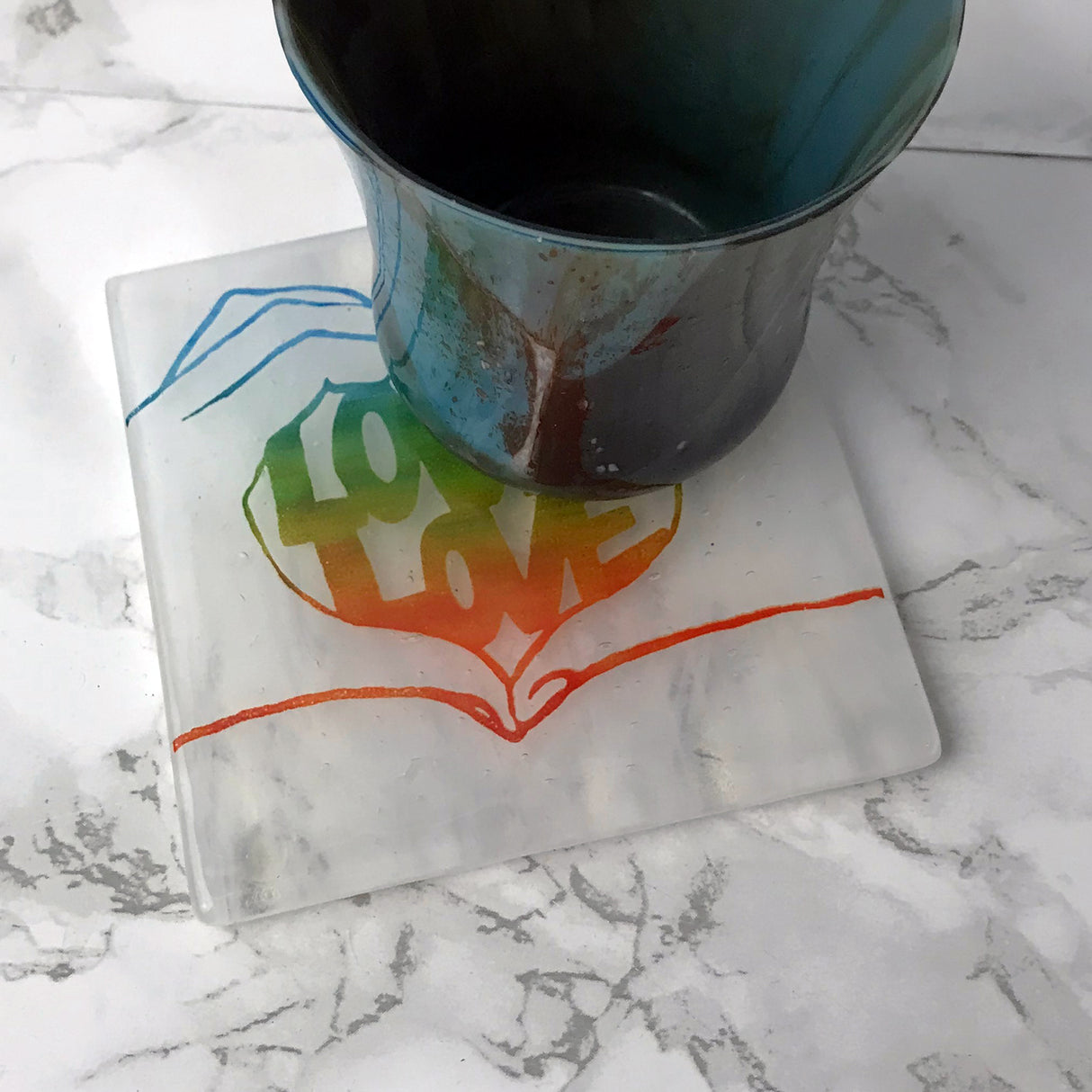 Love is Love  Fused Glass 4" Single Coaster