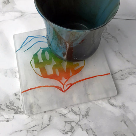 Love is Love  Fused Glass 4" Single Coaster