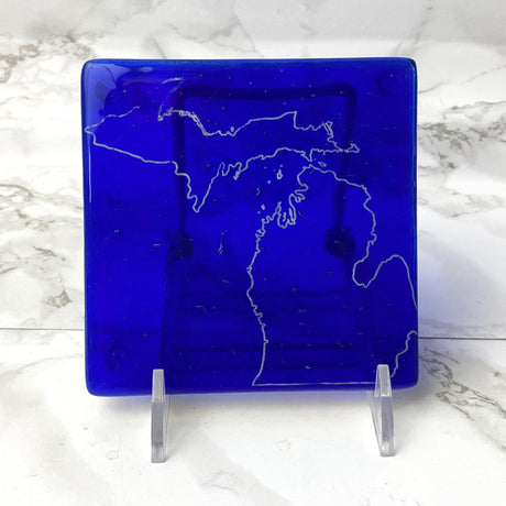 Michigan State Fused Glass 4" Single Coaster