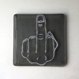 Middle Finger Fused Glass 4" Single Coaster