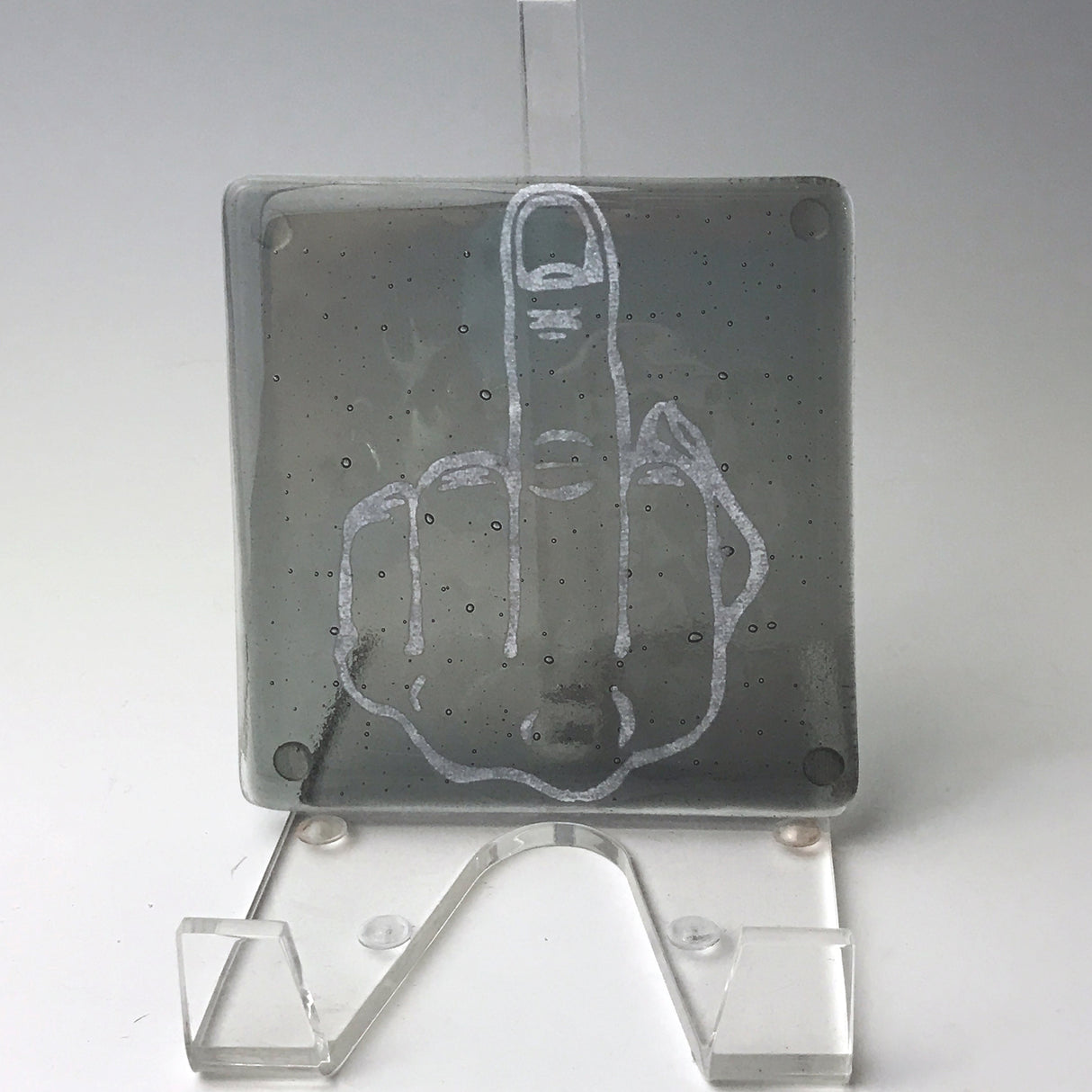 Middle Finger Fused Glass 4" Single Coaster