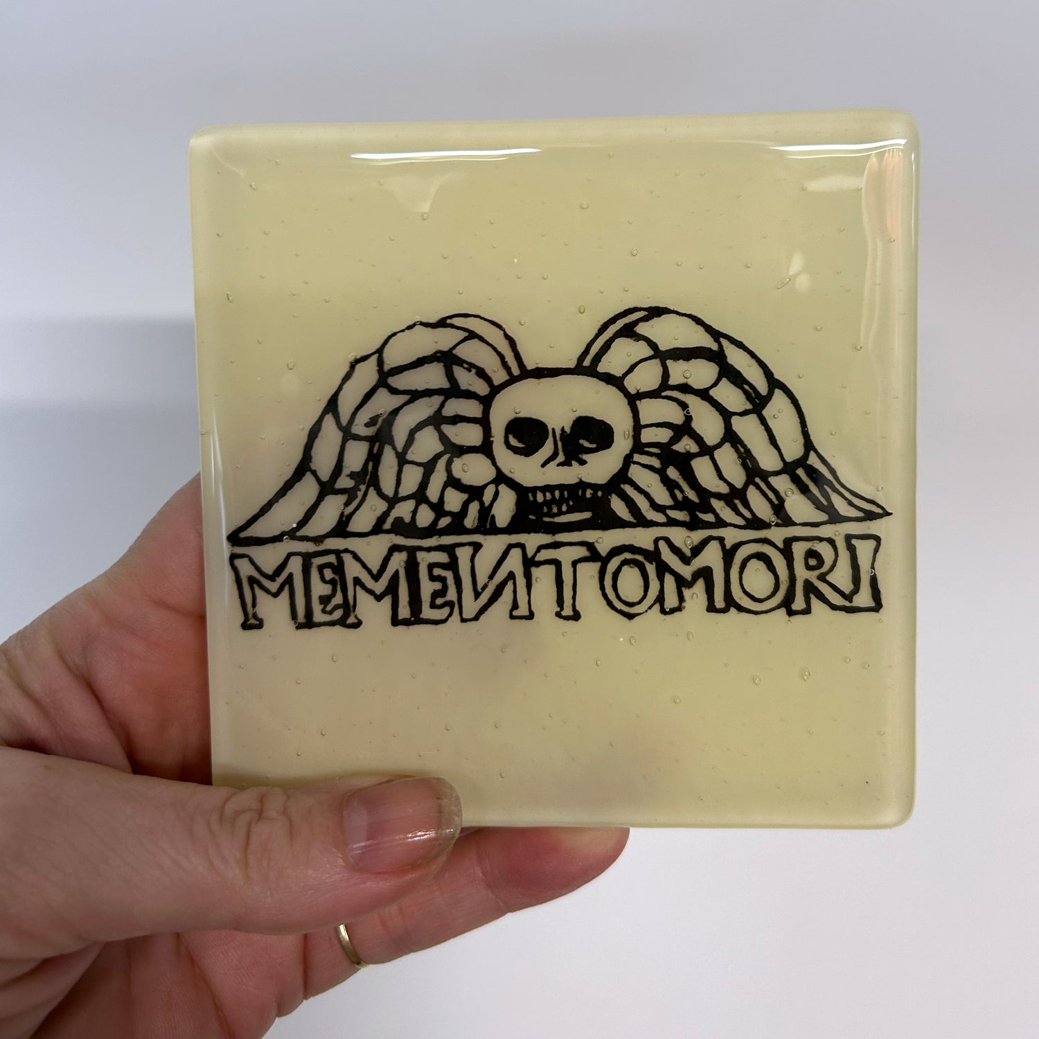 Memento Mori Mystical Fused Glass 4" Single Coaster