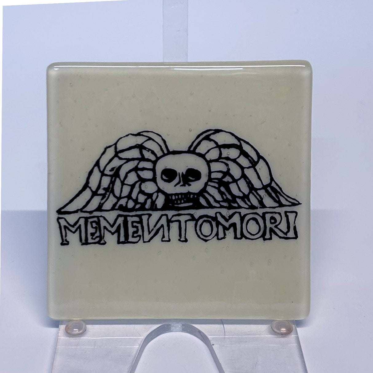 Memento Mori Mystical Fused Glass 4" Single Coaster