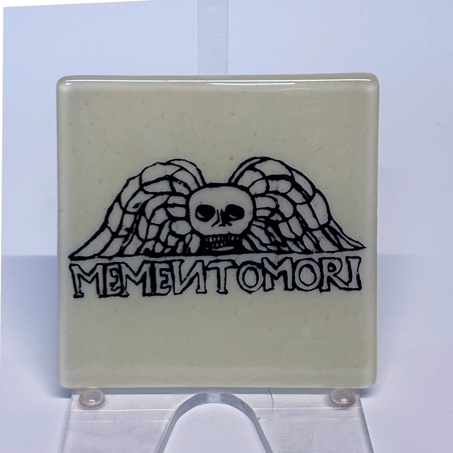 Memento Mori Mystical Fused Glass 4" Single Coaster