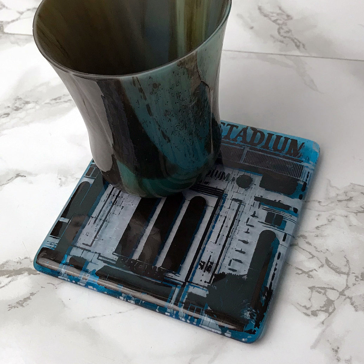 NYC Bronx Yankee Stadium Fused Glass 4" Single Coaster - made to order