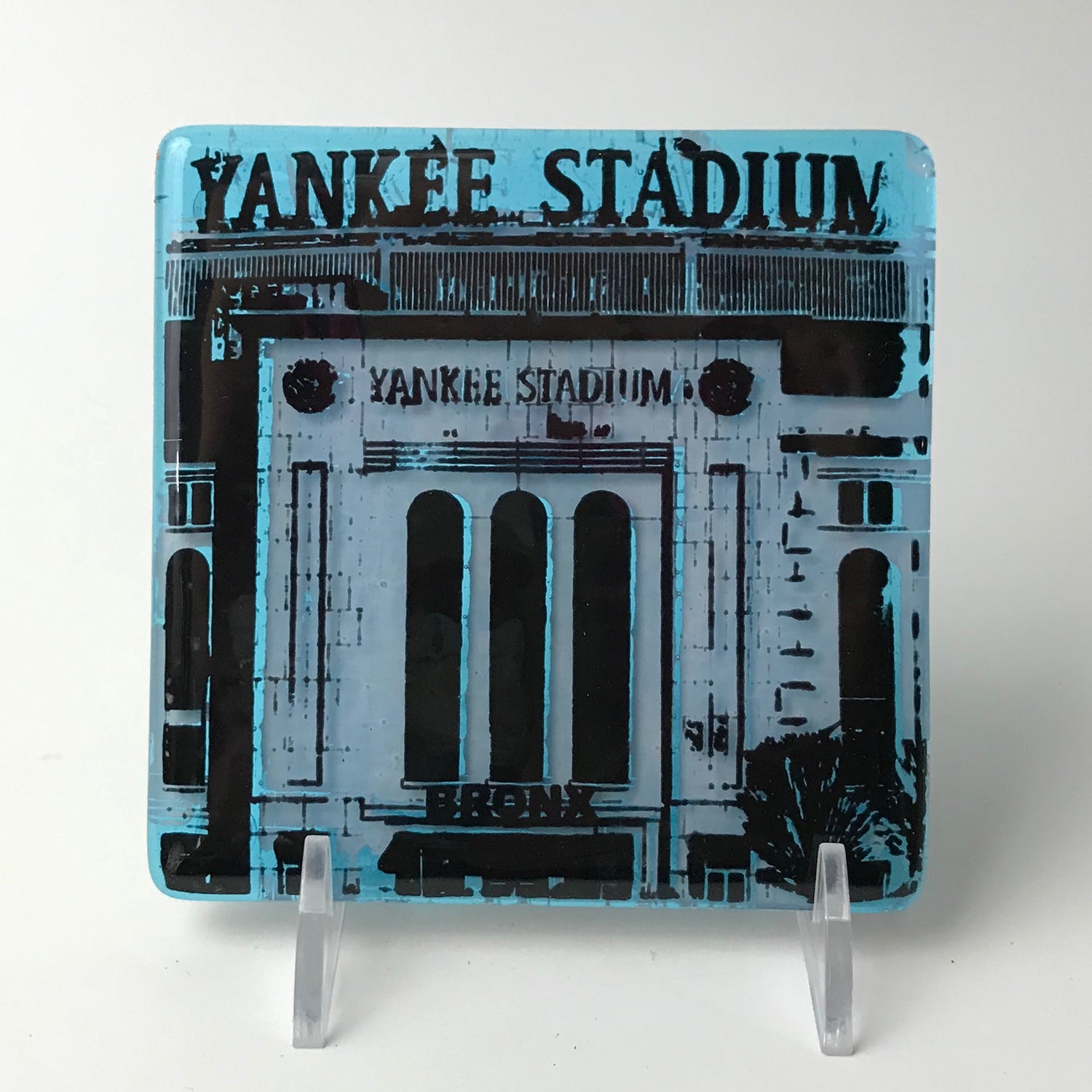 New York City Bronx Yankee Stadium Fused Glass 4" Single Coaster - made to order