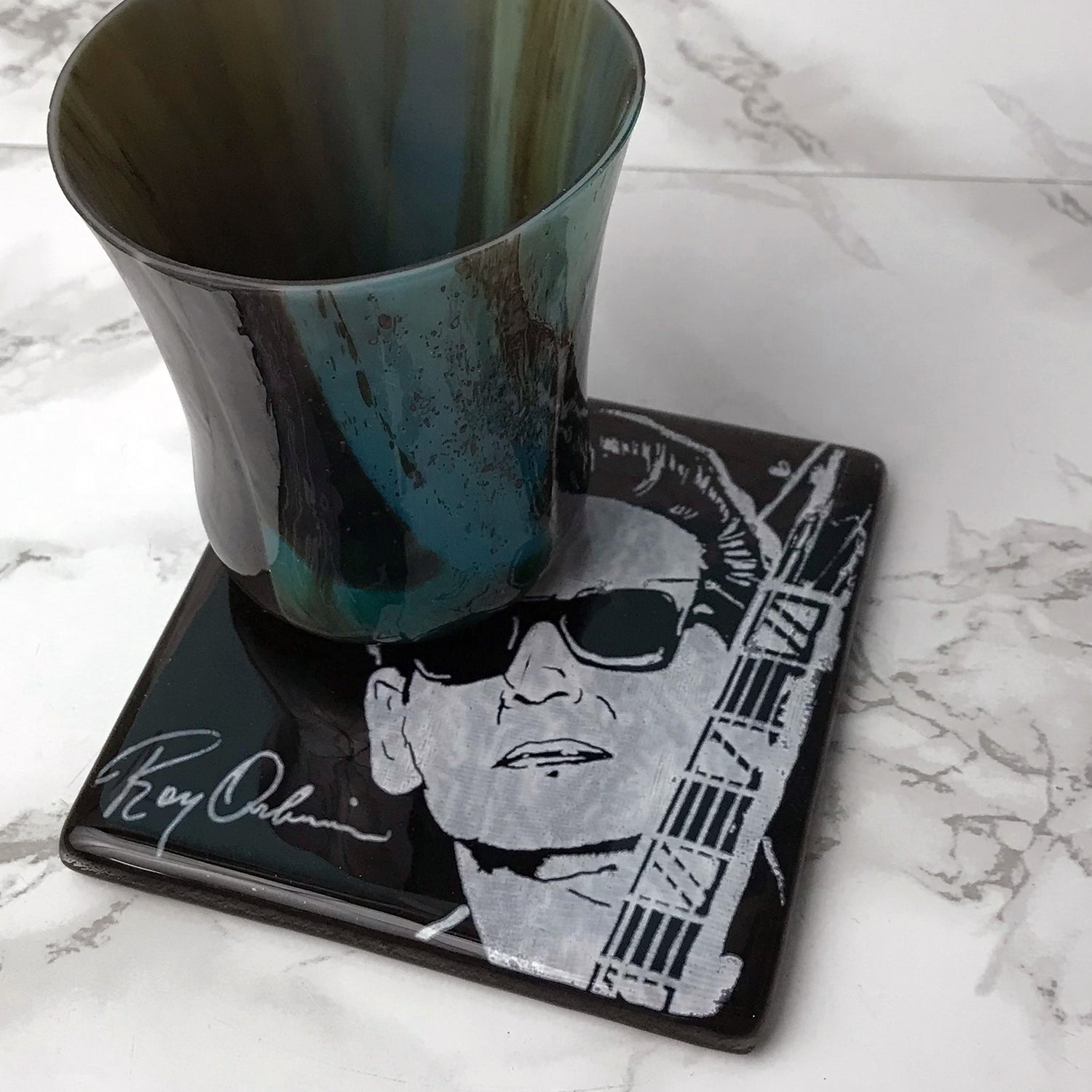 Roy Orbison  Fused Glass 4" Single Coaster
