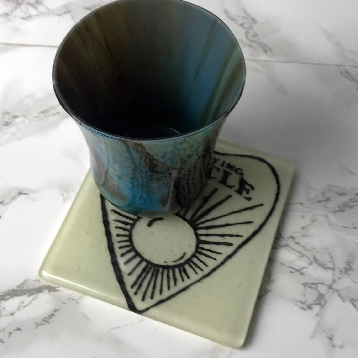 Ouija Planchette Fused Glass 4" Single Coaster