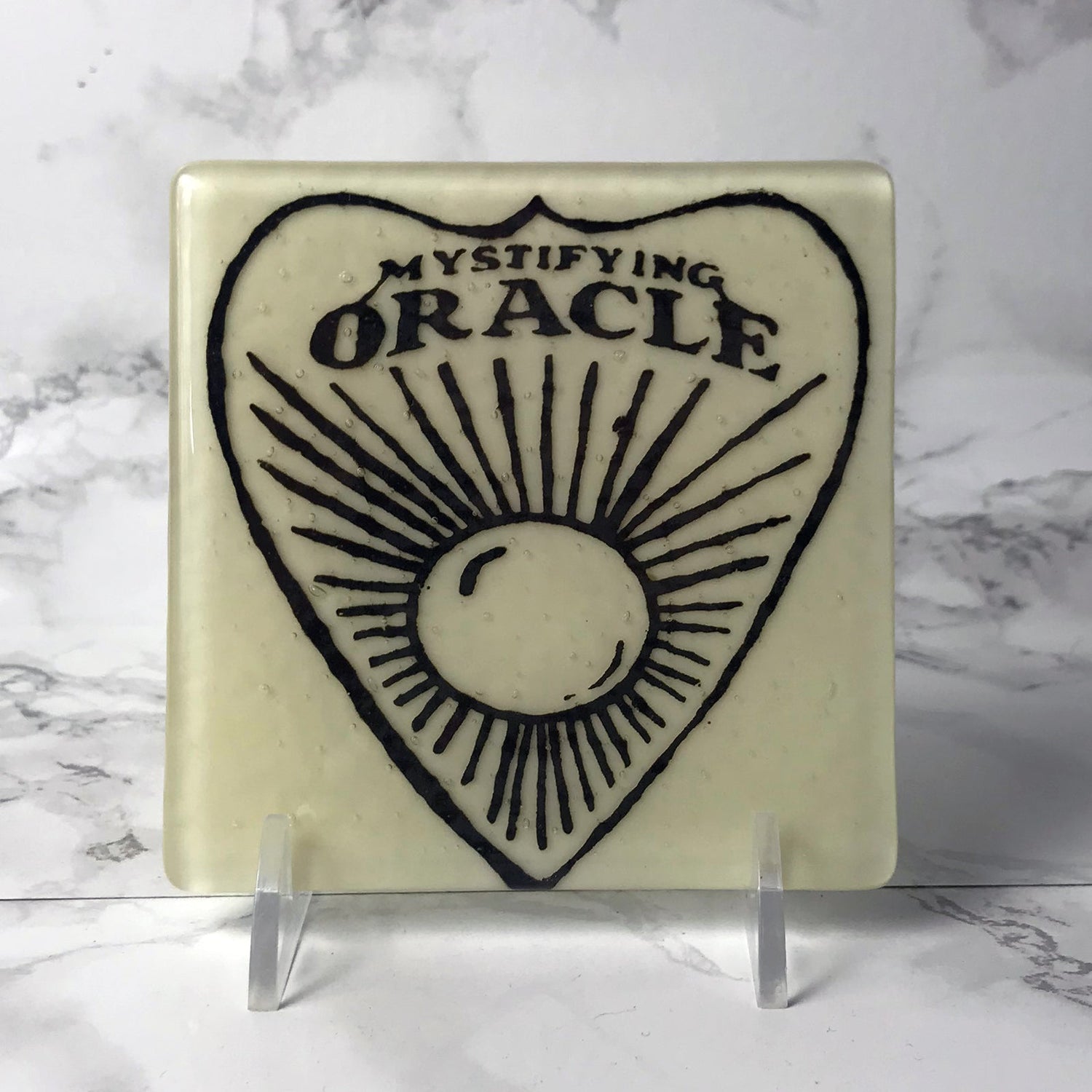 Ouija Planchette Fused Glass 4" Single Coaster