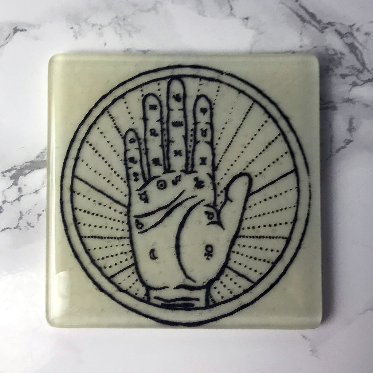 Palmistry Palm Reading Mystical  Fused Glass 4" Single Coaster