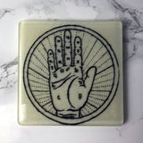 Palmistry Palm Reading Mystical  Fused Glass 4" Single Coaster