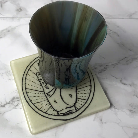 Palmistry Palm Reading Mystical  Fused Glass 4" Single Coaster