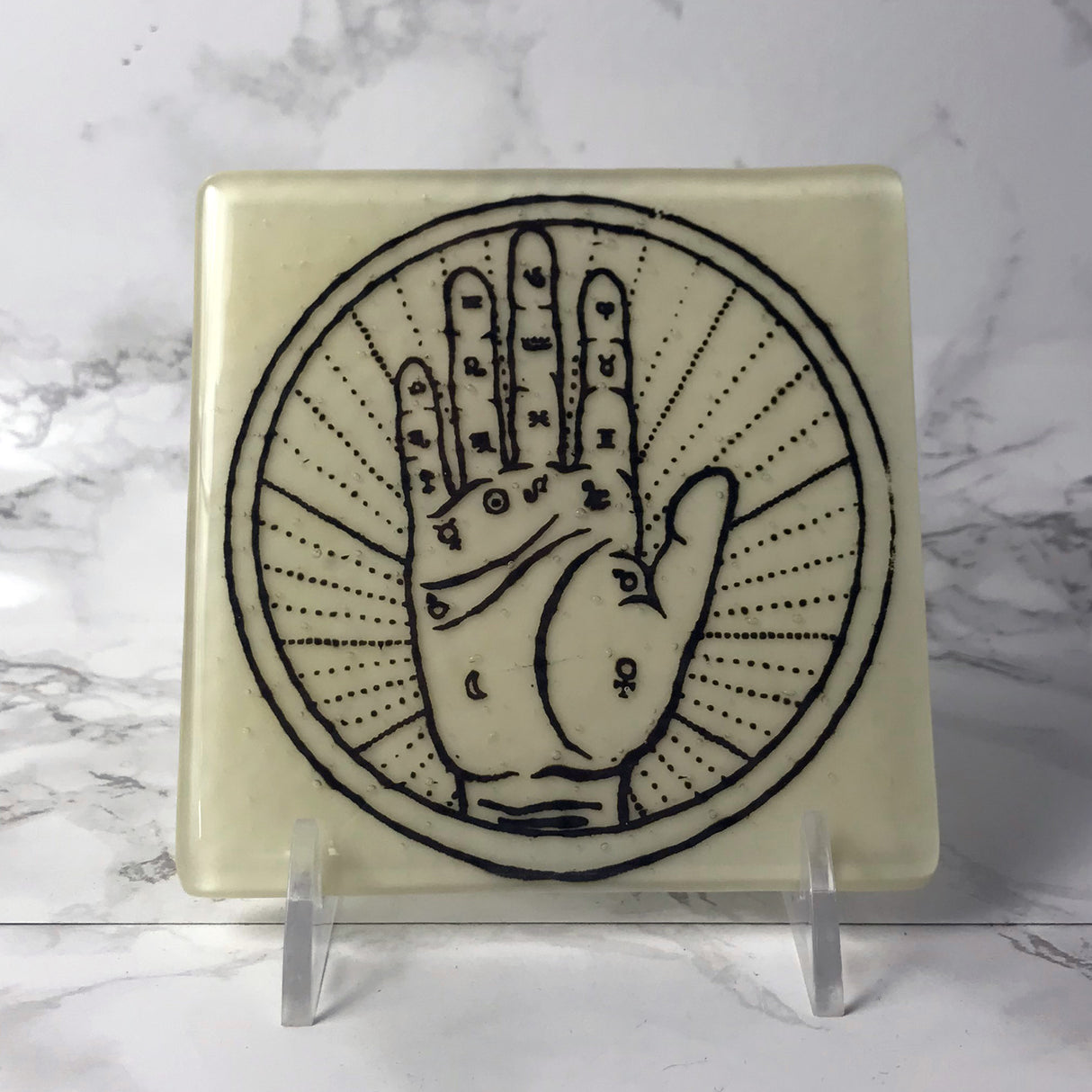 Palmistry Palm Reading Mystical  Fused Glass 4" Single Coaster