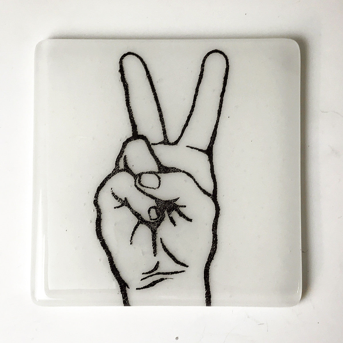 Peace Sign Fused Glass 4" Single Coaster