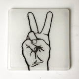 Peace Sign Fused Glass 4" Single Coaster
