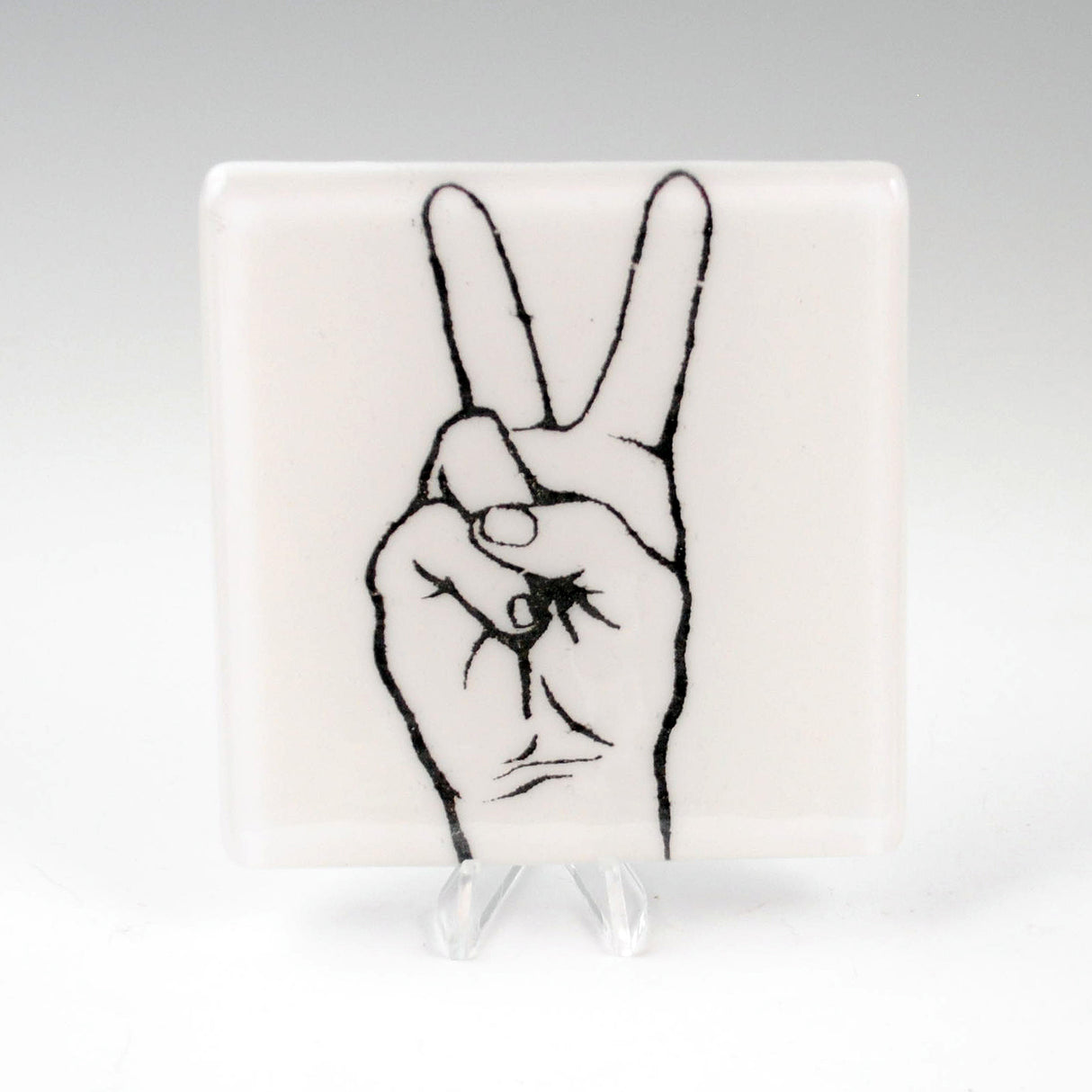Peace Sign Fused Glass 4" Single Coaster
