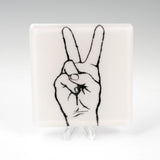 Peace Sign Fused Glass 4" Single Coaster