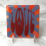 Peace Love Fused Glass 4" Single Coaster