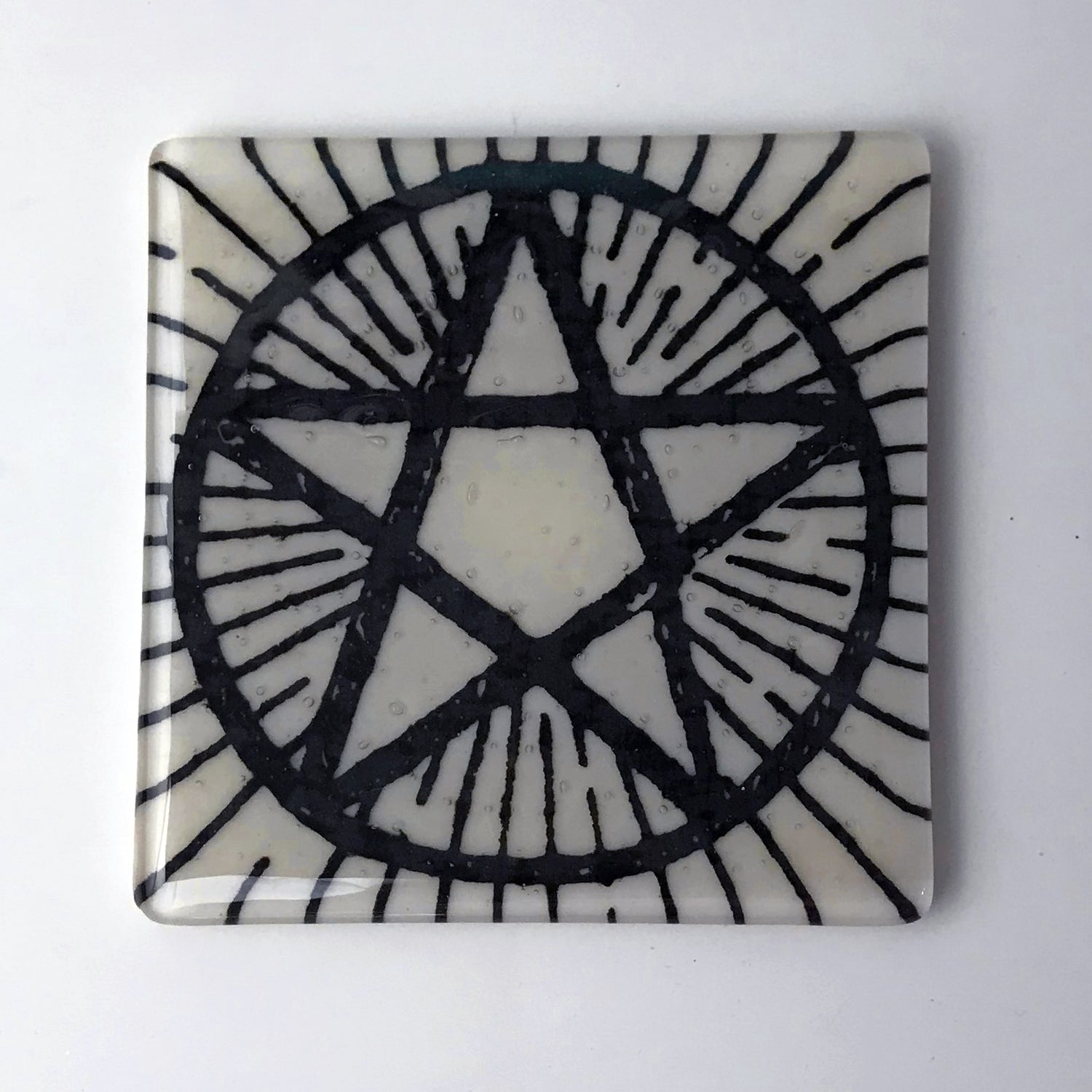 Pentagram Fused Glass 4" Single Coaster