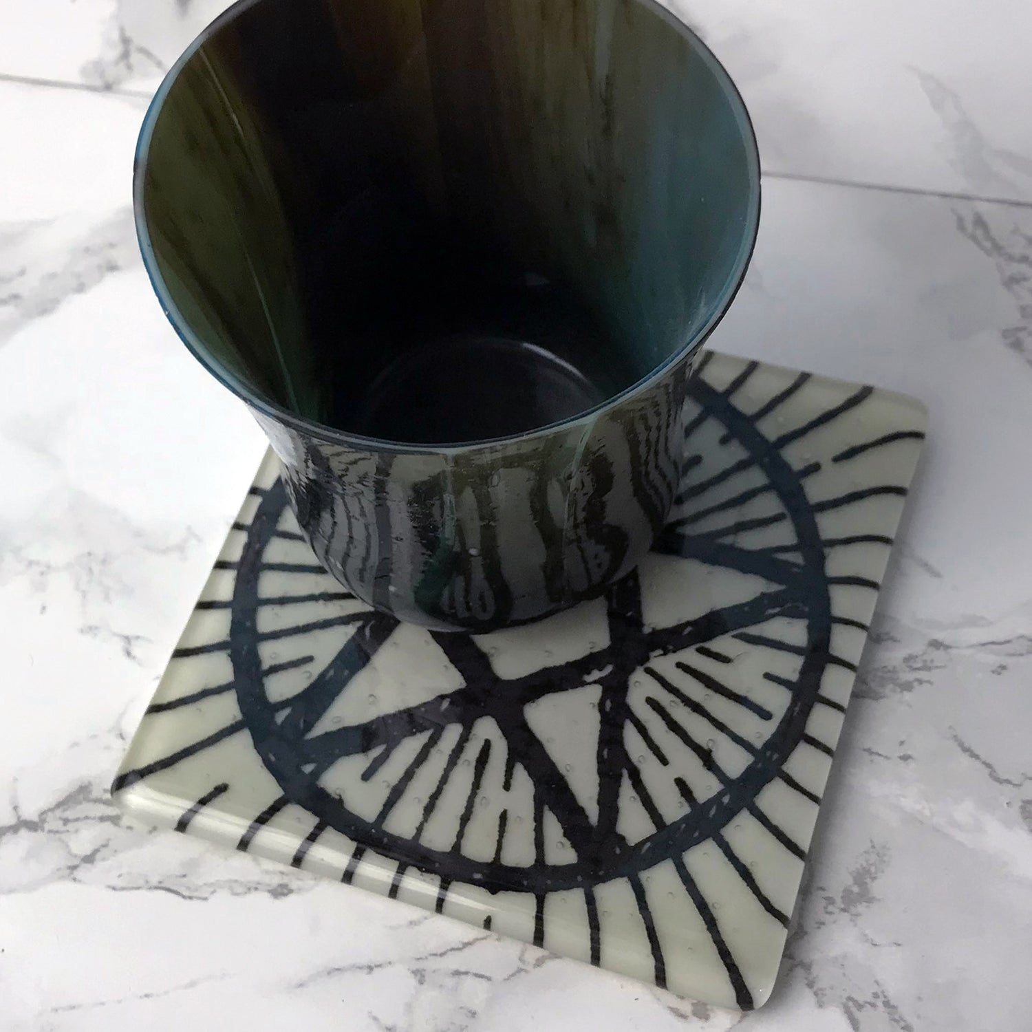 Pentagram Fused Glass 4" Single Coaster