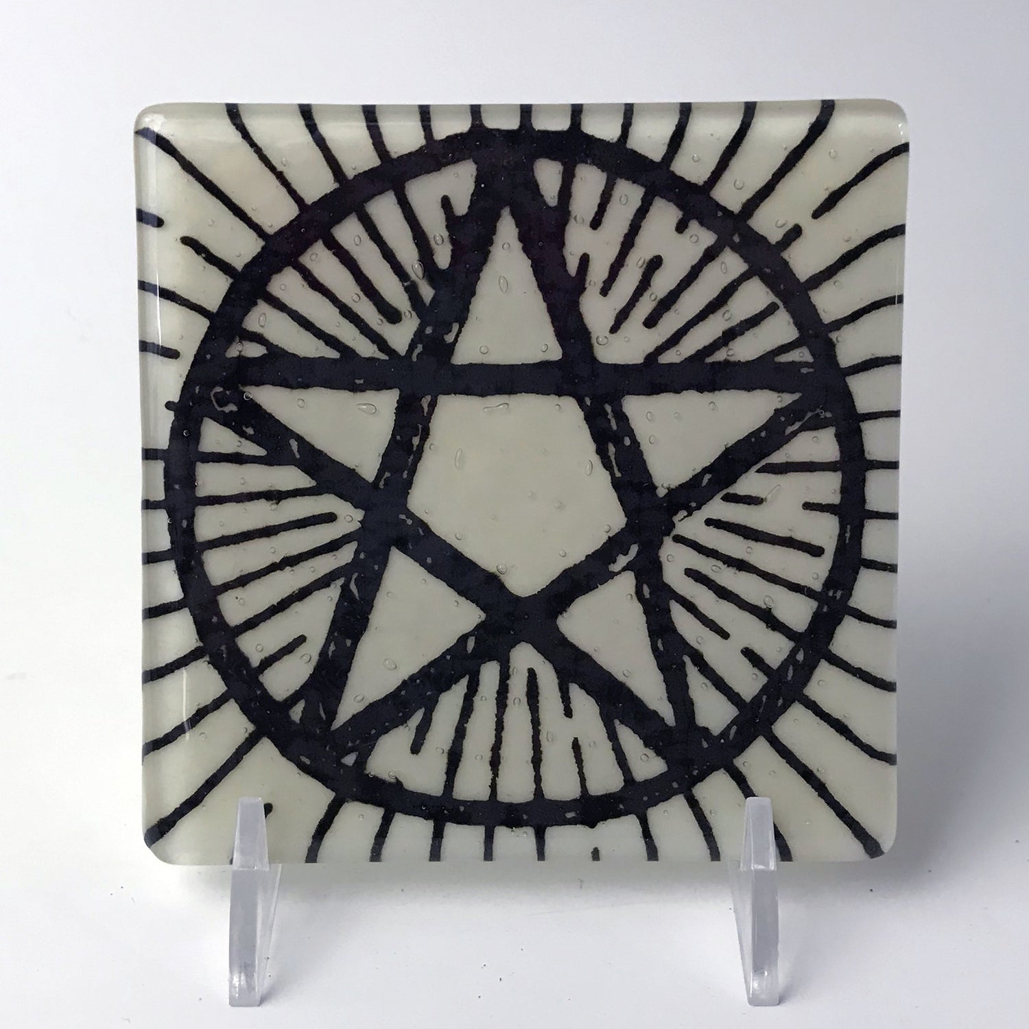 Pentagram Fused Glass 4" Single Coaster