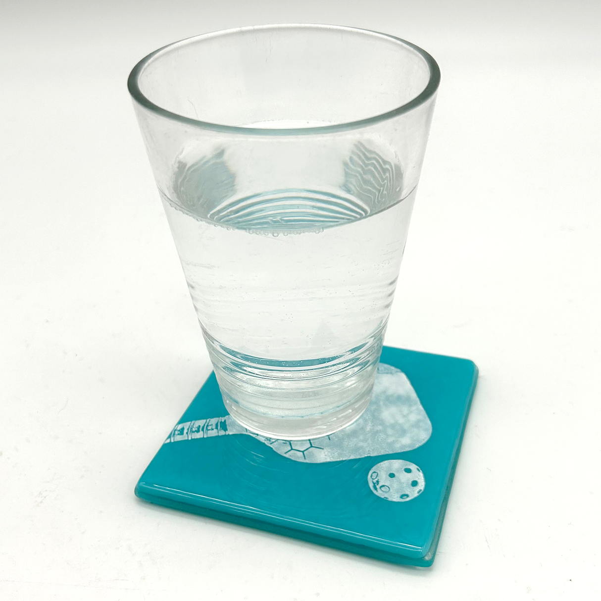 Pickleball Fused Glass 4" Single Coaster