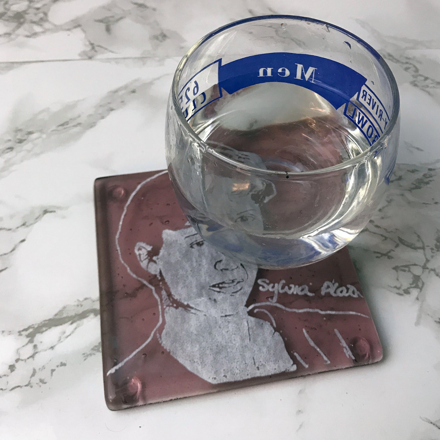 Sylvia Plath Fused Glass 4" Single Coaster