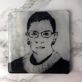 Ruth Bader Ginsburg RBG Fused Glass 4" Single Coaster