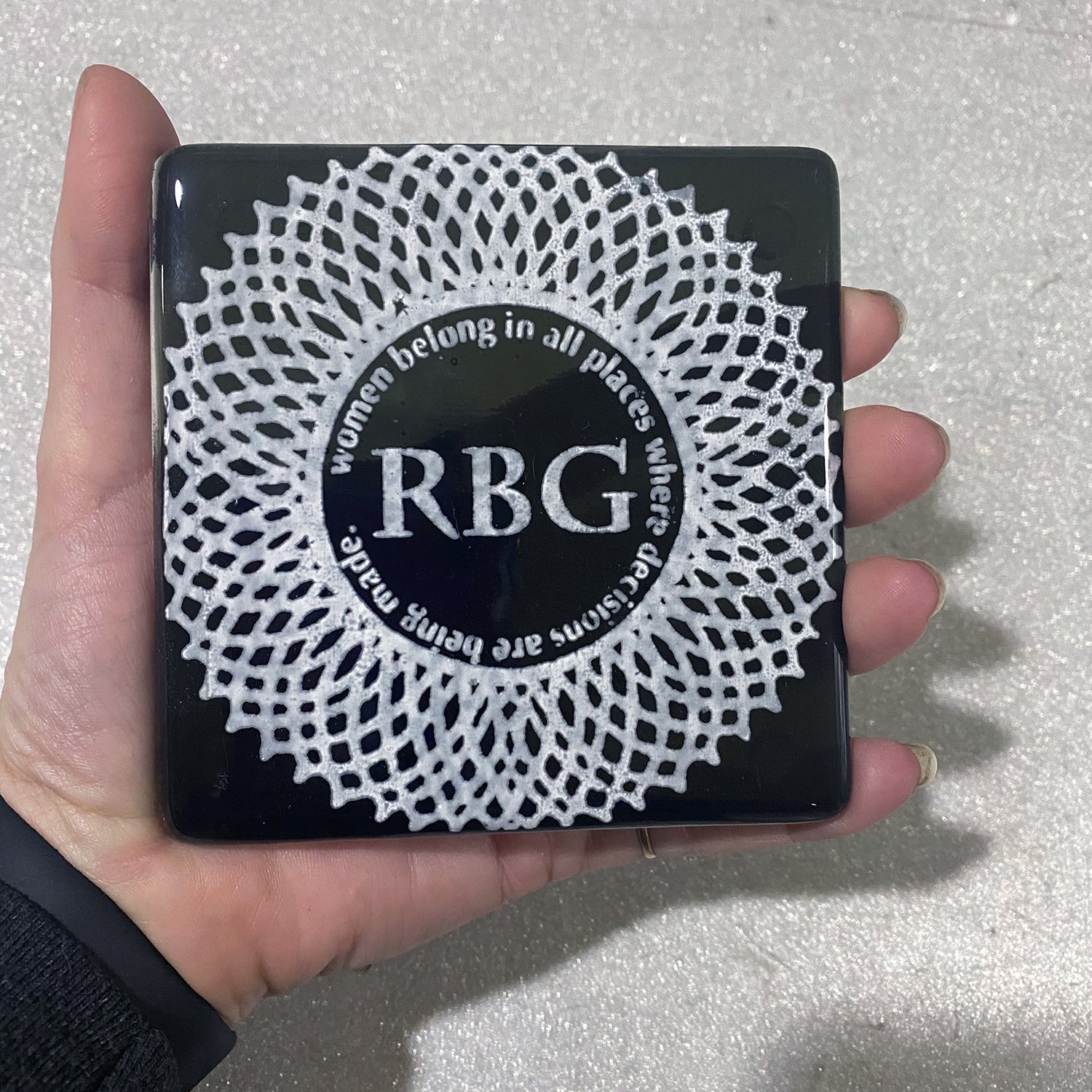 Ruth Bader Ginsburg  Collar Fused Glass 4" Single Coaster