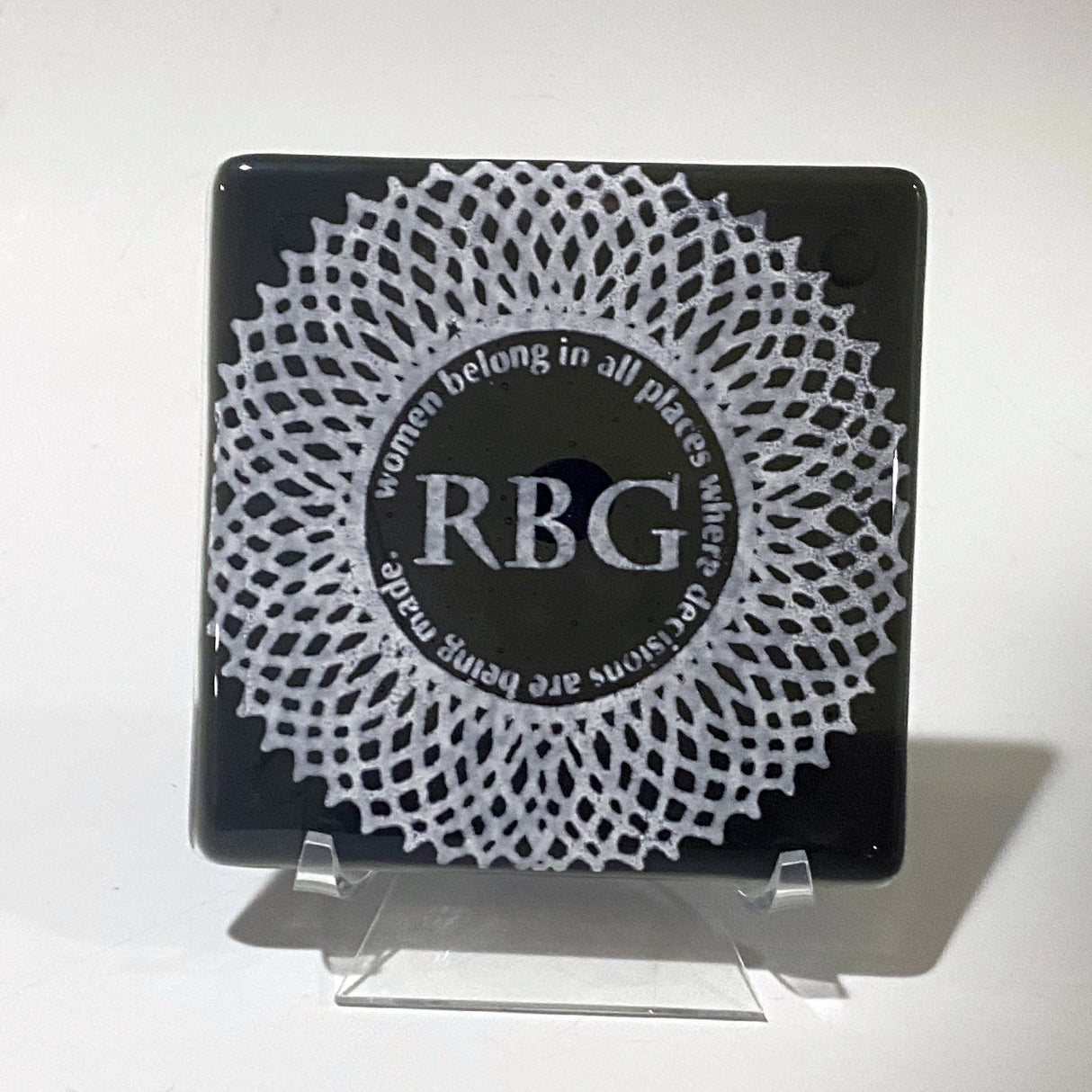 Ruth Bader Ginsburg RBG  Collar Fused Glass 4" Single Coaster