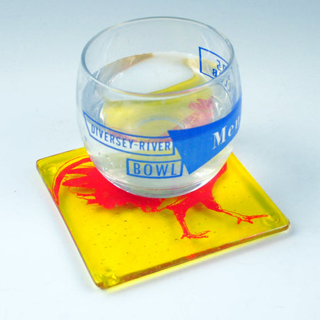 Rooster Fused Glass 4" Single Coaster
