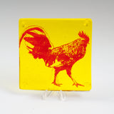 Rooster Fused Glass 4" Single Coaster