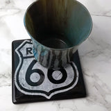 Route 66 Fused Glass 4" Single Coaster
