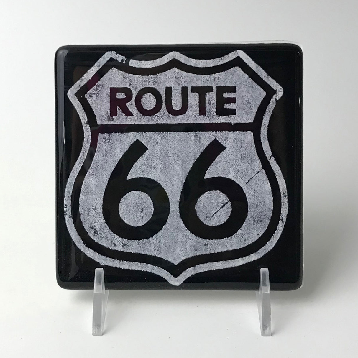 Route 66 Fused Glass 4" Single Coaster