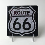 Route 66 Fused Glass 4" Single Coaster