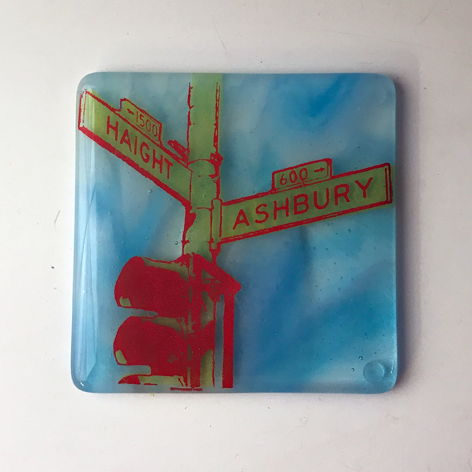 San Francisco Haight Ashbury Fused Glass 4" Single Coaster