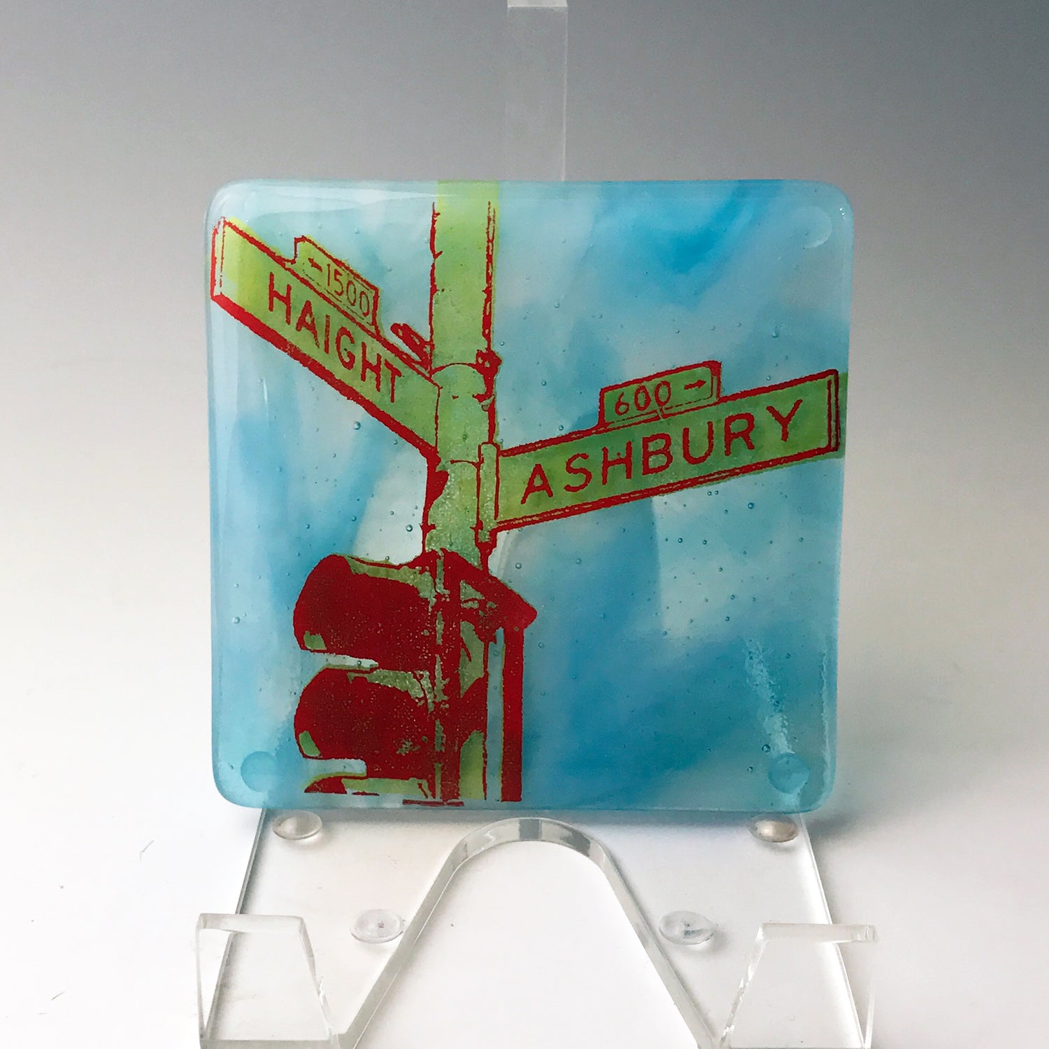 San Francisco Haight Ashbury Fused Glass 4" Single Coaster